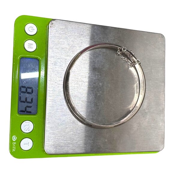 Sterling Silver Minimalist Bangle Bracelet 925 Marked Vintage Safety Chain READ - Picture 6 of 10